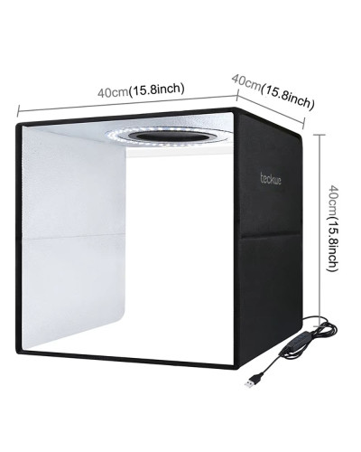 teckwe 40cm Folding Portable Ring Light USB Photo Lighting Studio Shooting Tent Box with 6 x Dual-side Color Backdrops teckwe 40cm Folding Portable Ring Light USB Photo Lighting Studio Shooting Tent Box with 6 x Dual-side Color Backdrops