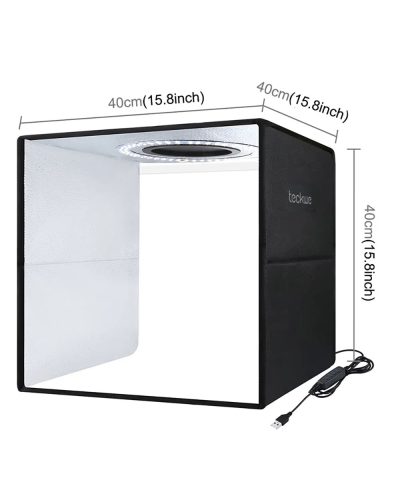 teckwe 40cm Folding Portable Ring Light USB Photo Lighting Studio Shooting Tent Box with 6 x Dual-side Color Backdrops