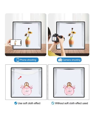 teckwe 40cm Folding Portable Ring Light USB Photo Lighting Studio Shooting Tent Box with 6 x Dual-side Color Backdrops
