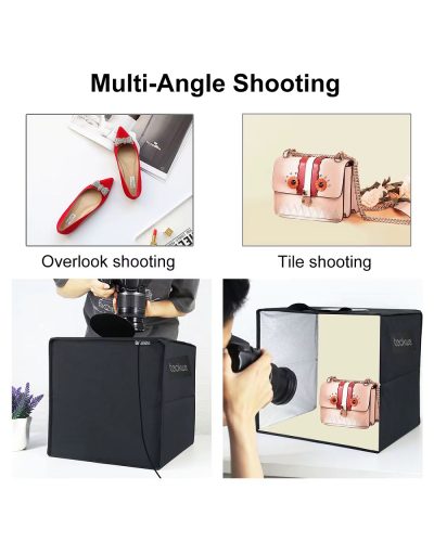 teckwe 40cm Folding Portable Ring Light USB Photo Lighting Studio Shooting Tent Box with 6 x Dual-side Color Backdrops