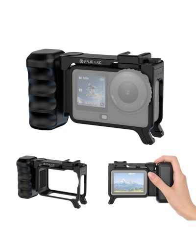 For DJI Osmo Action 6 PULUZ Street Photography Handle ABS Plastic Hand Grip with Cold Shoe For DJI Osmo Action 6 PULUZ Street Photography Handle ABS Plastic Hand Grip with Cold Shoe