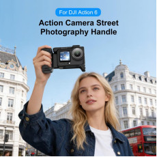 For DJI Osmo Action 6 PULUZ Street Photography Handle ABS Plastic Hand Grip with Cold Shoe