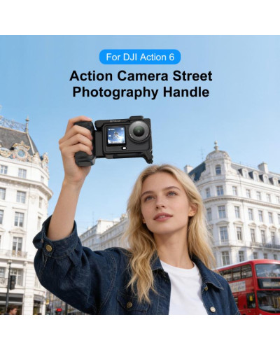 For DJI Osmo Action 6 PULUZ Street Photography Handle ABS Plastic Hand Grip with Cold Shoe