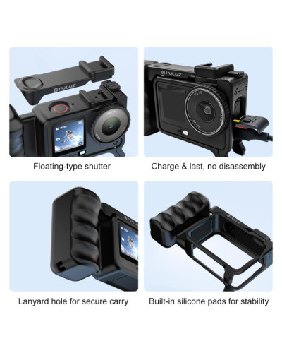 For DJI Osmo Action 6 PULUZ Street Photography Handle ABS Plastic Hand Grip with Cold Shoe