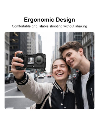 For DJI Osmo Action 6 PULUZ Street Photography Handle ABS Plastic Hand Grip with Cold Shoe