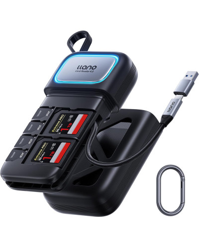 llano R404 2in1 High-Speed SD/TF Card Reader with Built-in Slot Storage