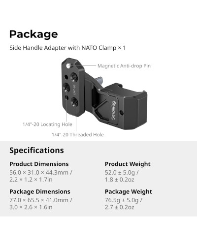 SmallRig Side Handle Extension Adapter with NATO Clamp SmallRig Side Handle Extension Adapter with NATO Clamp