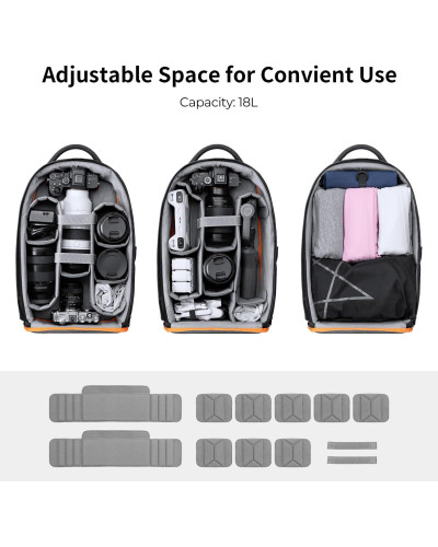 K&F Concept Camera Backpack 18L Nature Wander 05(Black Orange)