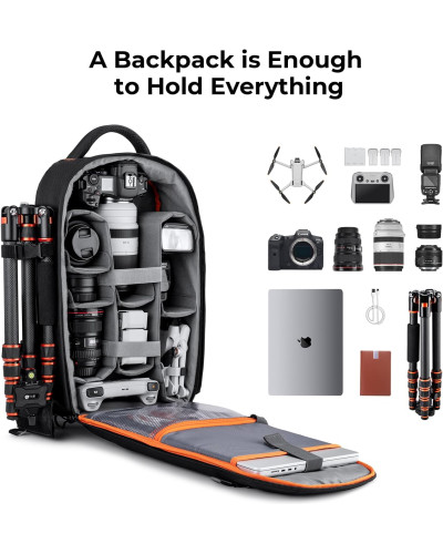 K&F Concept Camera Backpack 18L Nature Wander 05(Black Orange)