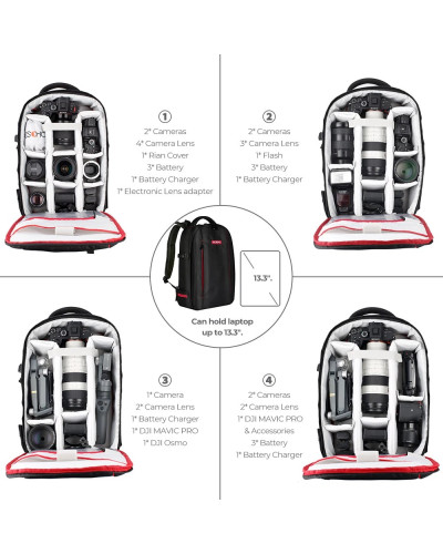 BESCHOI DSLR SLR Camera Backpack Bag Case Waterproof for Canon Nikon Sony (20L)