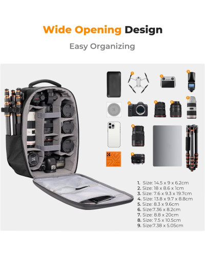 K&F Concept Camera Backpack 22L Nature Wander 10(Black)