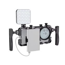 BAFANG BFT-05A Universal Phone Video Rig with Dual Handles Smartphone Cage Stabilizer for Video Recording