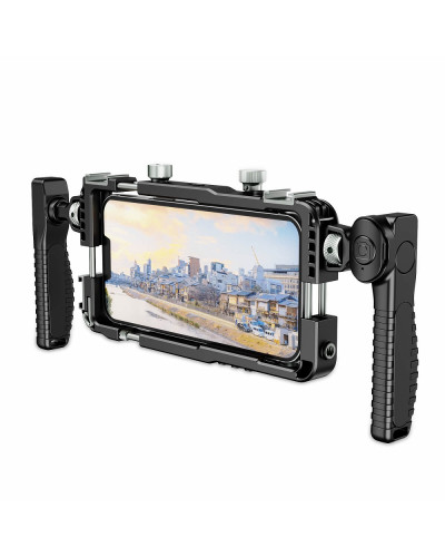 BAFANG BFT-05A Universal Phone Video Rig with Dual Handles Smartphone Cage Stabilizer for Video Recording