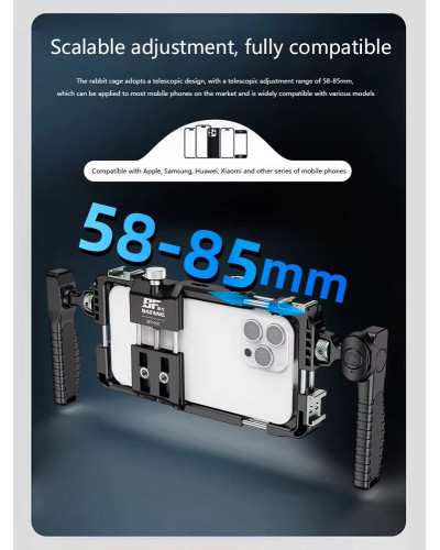 BAFANG BFT-05A Universal Phone Video Rig with Dual Handles Smartphone Cage Stabilizer for Video Recording