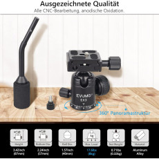 EVUMO Mini 28mm Ball Head Tripod Head with Handle