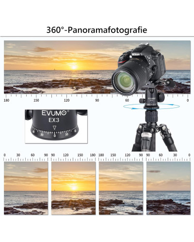 EVUMO Mini 28mm Ball Head Tripod Head with Handle