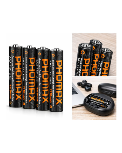 PHOMAX AAA 1110mWh Rechargeable Lithium‑ion Battery