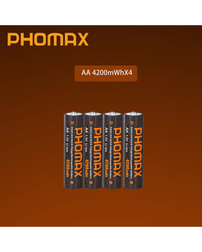 PHOMAX AA 4200mWh Rechargeable Lithium‑ion Battery