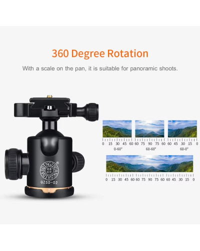 QZSD-02 Aluminum Camera Tripod Ball Head With Quick Release Plate