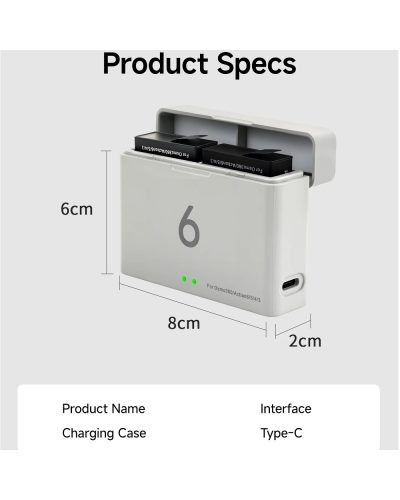Battery Charger for DJI Osmo 360/ Action 6/5Pro/4/3 Battery Charger for DJI Osmo 360/ Action 6/5Pro/4/3