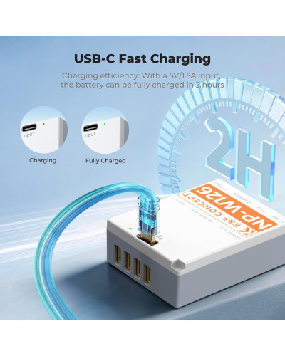 K&F Concept NP-W126 NP-W126S Battery with USB C Fast Charging