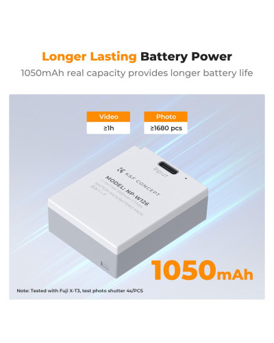 K&F Concept NP-W126 NP-W126S Battery with USB C Fast Charging