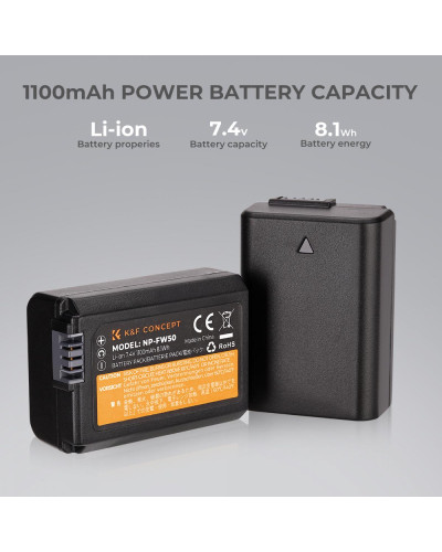 K&F Concept NP-FW50 Battery and Dual Slot Charger
