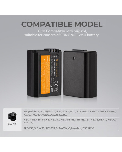 K&F Concept NP-FW50 Battery and Dual Slot Charger