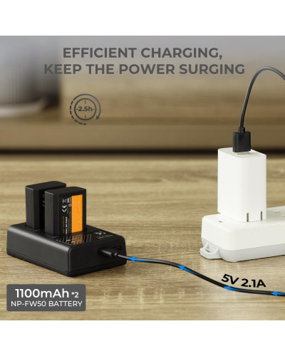 K&F Concept NP-FW50 Battery and Dual Slot Charger