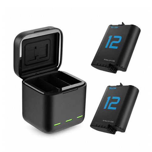 TELESIN Charging Case With 2 Batteries for Hero 12/11/10/9