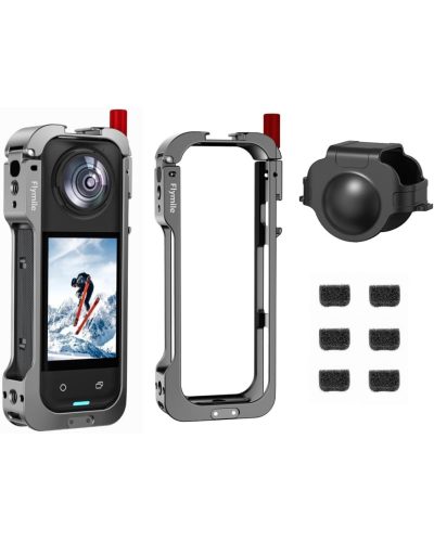 Flymily Metal Cage Rig Housing Frame with Lens Cover for Insta360 X5 Flymily Metal Cage Rig Housing Frame with Lens Cover for Insta360 X5