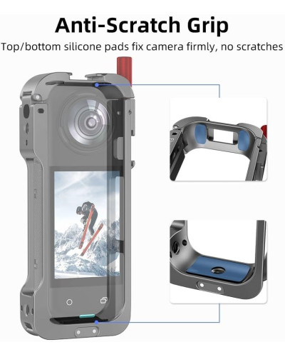 Flymily Metal Cage Rig Housing Frame with Lens Cover for Insta360 X5