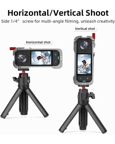 Flymily Metal Cage Rig Housing Frame with Lens Cover for Insta360 X5