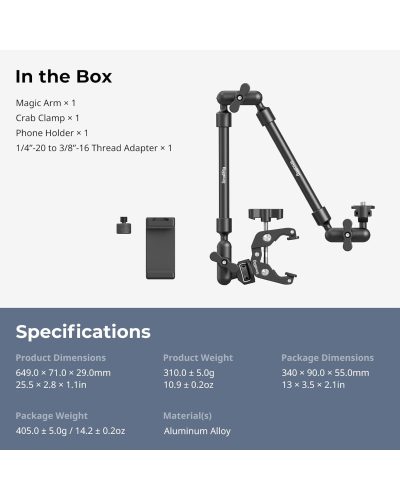 SmallRig Desktop Shooting Magic Arm with Crab Clamp Kit
