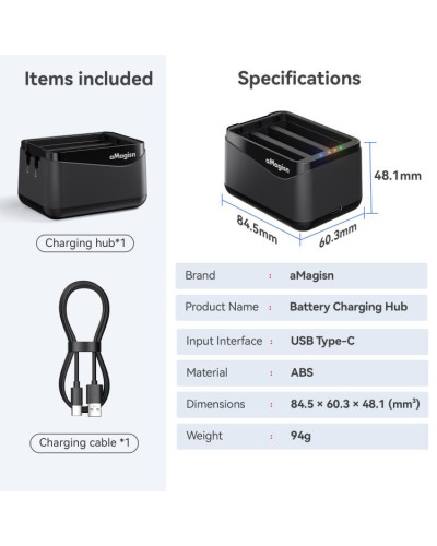 aMagisn Battery Charging Box for Insta360 X5