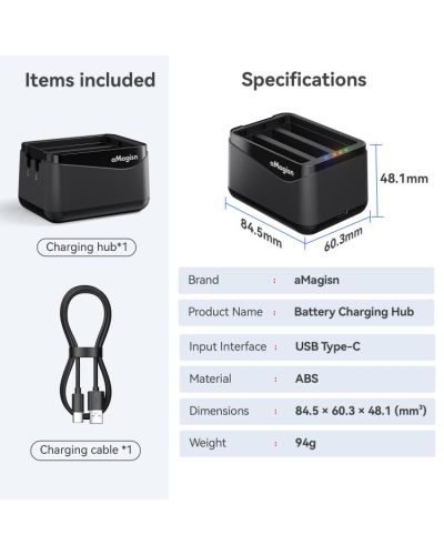 aMagisn Battery Charging Box for Insta360 X5