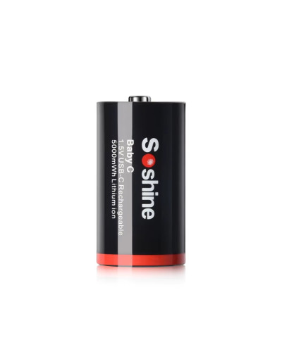 Soshine Rechargeable C Batteries with USB-C Charging Cable 1.5v Lithium LR14 C Size Battery 5000mWh (1Pc)