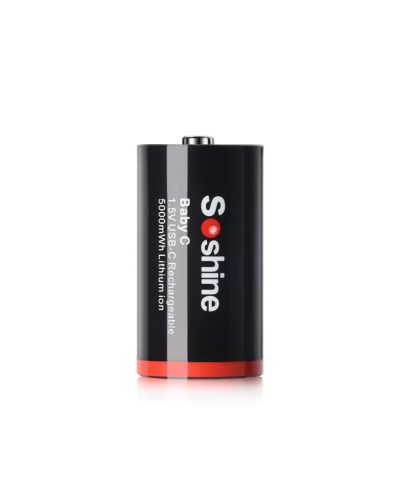 Soshine Rechargeable C Batteries with USB-C Charging Cable 1.5v Lithium LR14 C Size Battery 5000mWh (1Pc)