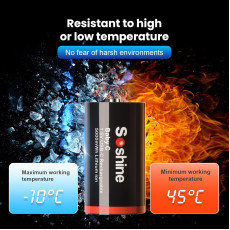 Soshine Rechargeable C Batteries with USB-C Charging Cable 1.5v Lithium LR14 C Size Battery 5000mWh (1Pc)