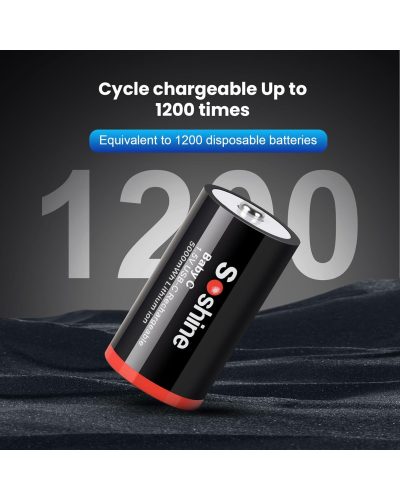 Soshine Rechargeable C Batteries with USB-C Charging Cable 1.5v Lithium LR14 C Size Battery 5000mWh (1Pc) Soshine Rechargeable C Batteries with USB-C Charging Cable 1.5v Lithium LR14 C Size Battery 5000mWh (1Pc)
