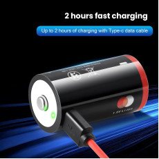 Soshine Rechargeable C Batteries with USB-C Charging Cable 1.5v Lithium LR14 C Size Battery 5000mWh (1Pc)