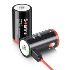 Soshine Rechargeable C Batteries with USB-C Charging Cable 1.5v Lithium LR14 C Size Battery 5000mWh (4Pc)