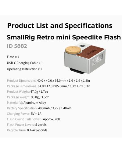 SmallRig RS-R20 Retro Mini Speedlite Flash