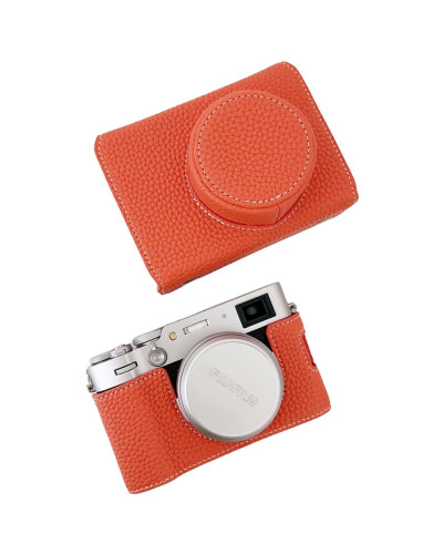 Camera Protective Case Full Camera Case Carrying Bag and Shoulder Strap for Fujifilm X100VI Camera (Orange)