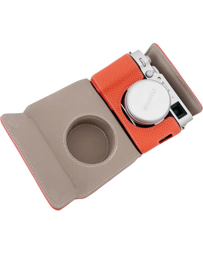 Camera Protective Case Full Camera Case Carrying Bag and Shoulder Strap for Fujifilm X100VI Camera (Orange)