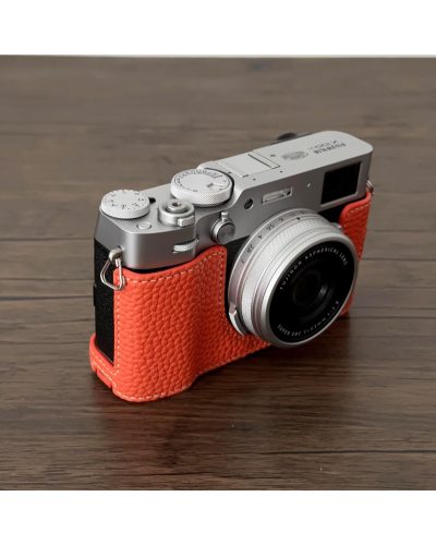 Camera Protective Case Full Camera Case Carrying Bag and Shoulder Strap for Fujifilm X100VI Camera (Orange)