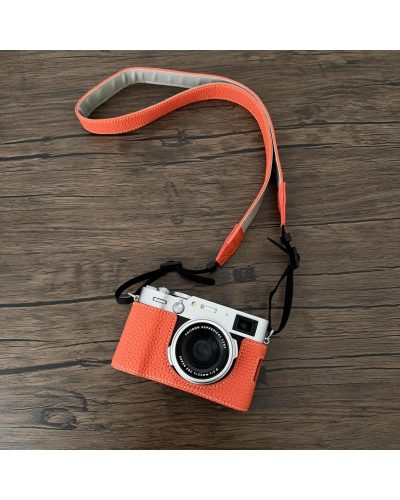 Camera Protective Case Full Camera Case Carrying Bag and Shoulder Strap for Fujifilm X100VI Camera (Orange)