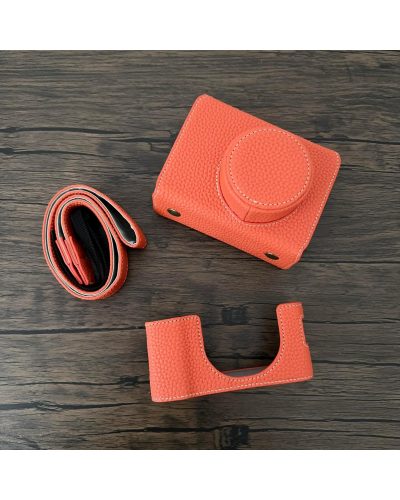 Camera Protective Case Full Camera Case Carrying Bag and Shoulder Strap for Fujifilm X100VI Camera (Orange)