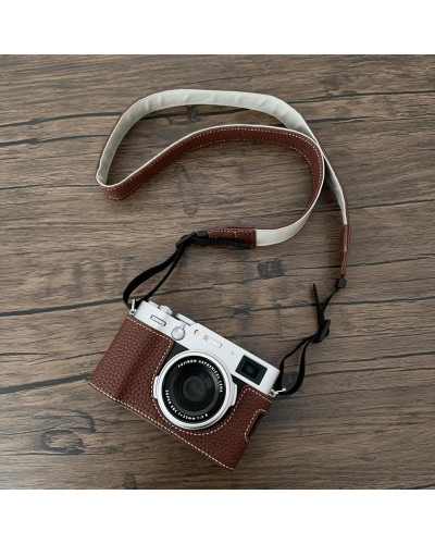 Camera Protective Case Full Camera Case Carrying Bag and Shoulder Strap for Fujifilm X100VI Camera (Coffee)