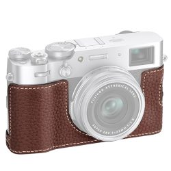 Leather Camera Half Case for Fujifilm X100VI Digital Camera with Strap (Coffee)